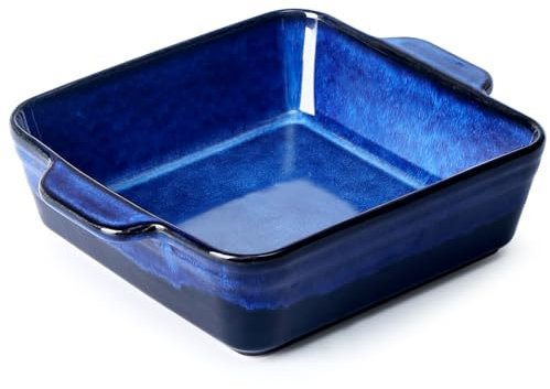 NUTRIUPS Fuente cuadrada de cerámica para horno de 2 L, cacerola de 22 cm con asas, cuadrada de gres para horno, sartenes de porcelana para lasaña