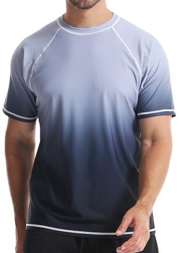 Danfiki Rashguard pour Homme Séchage Rapide T Shirt Manches Courtes T-Shirt de Bain Anti-UV UPF 50+