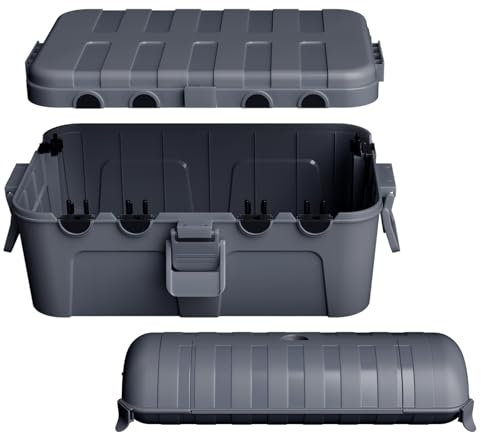 [2-Piece Set] RESTMO Large Waterproof Electrical Box (32 × 22 × 13cm) with 1 Medium (29 × 11 × 7.5cm), IP54 Outdoor Extension Lead Cover for Plug, Socket, Timer, Power Strip, Holiday Lights, Grey