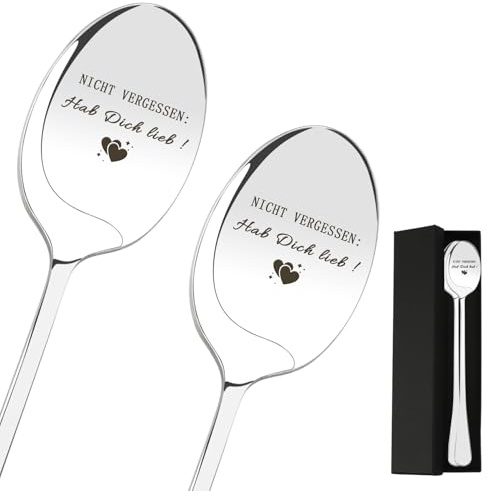 Valentinstag Geschenke Hab Dich Lieb Löffel Partner Geschenke für Freundin Freund Ehefrau Ehemann Geschenk für Frauen Männer Pärchen Löffel mit Gravur Liebes Geschenk für Verliebte