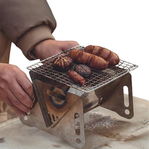 Grill a carbone barbecue - Grill barbecue esterno pieghevole con portapacchi e gambe a carbone | Regalo pratico della griglia portatile per campeggio, feste di portellone, picnic e accessori per la co