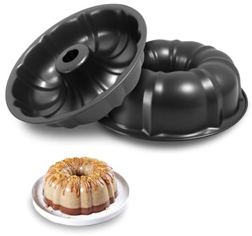Gurlideo 2PCS Fluted Cake Tin, Nonstick Round Cake Pan 23.5 cm Baking Moulding Tin for Baking Cake Bread (Black)