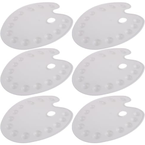 6pcs Plastic Watercolor Palette Tray with Thumb Hole 14 Wells