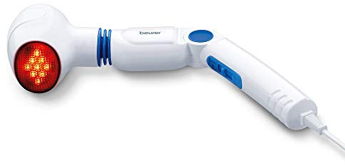 Beurer MG 40 Infrarot-Massagegerät, Handmassagegerät mit 3-fach verstellbarem Griff, angenehme Infrarot-Wärmefunktion, 4 Aufsätze für wohltuende Vibrationsmassage, gezielte Massage für Beine & Rücken