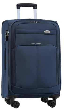 BEIBYE Leichter Stoffkoffer Kofferset Trolley Außentaschen Dehungsfuge mehr Stauraum mit Zahlenschloss (Blau, L-Mittlerer Koffer-64cm)