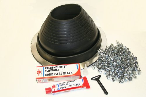 Wellblech Rohrmanschette 127-228mm rund, Nr. 6 aus EPDM, schwarz, inkl. Montageset - Dichtungsmasse & Edelstahlschrauben