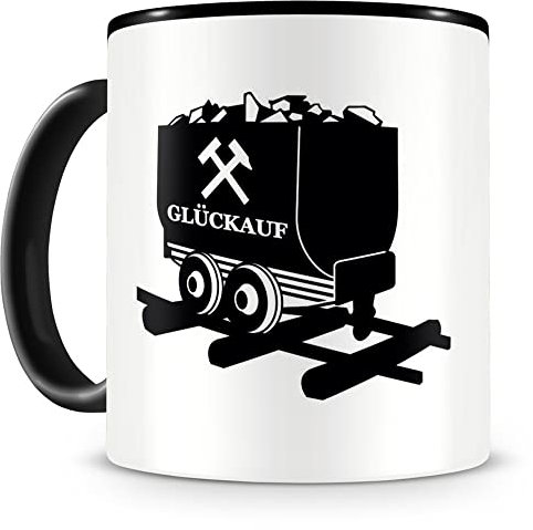 Samunshi® Glück Auf Lore Tasse Kaffeetasse Teetasse Kaffeepott Kaffeebecher Becher 300ml schwarz