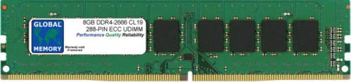 GLOBAL MEMORY 8GB DDR4 2666MHz PC4-21300 288-PIN ECC DIMM (UDIMM) Memoria RAM para SERVIDORES/Estaciones DE Trabajo/Placas Base