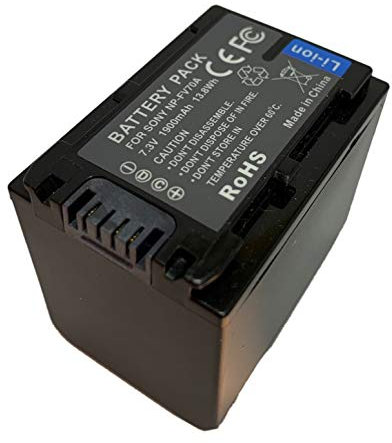 NP-FV70A Handycam Camcorder Battery Replacement for Sony FDR-AX53 FDR-AX700 HDR-CX455/B HDR-CX675/B HDR-CX900 HDR-PJ340 HDR-PJ540 HDR-PJ670/B HDR-PJ810 FDR-AX33/B FDR-AX100 DCR-SR68 (7.3V 1900mAh)