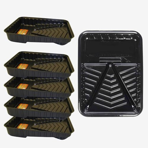 Curtis Wagner Plastics Paint Roller Tray 6 (5 Pack) | Size 9 x 12 | Durable, Reusable Paint Pans Trays | Made in USA | Prevents Mess, Protects Surfaces, Ideal for Home, Crafts & Renovations