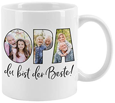 Herz & Heim® Fototasse mit eigenen Bildern für den besten Opa selbst gestalten
