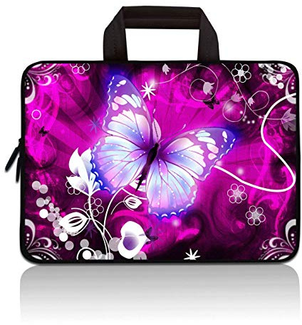 11 11.6 12 12.1 12.5 inch Laptop Carrying Bag Case Notebook Ultrabook Bag Tablet Cover Neoprene Fit Samsung Google Acer HP DELL Lenovo Asus (11 11.6 12.1 12.2 inch, Purple Butterfly)