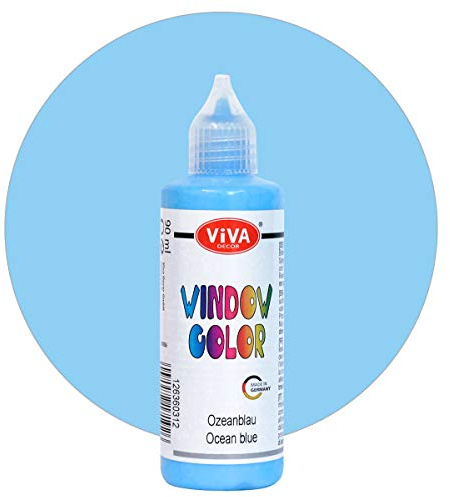 Viva Decor® Window Colour (Ocean Blue, 90 ml) Glass Painting Window Paints for Removable Pictures and Stickers for Decoration, Mirrors, Tiles, Vases and Windows - Made in Germany