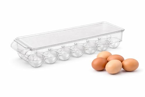 Eierbox für 14 Eier mit Deckel – transparenter Kühlschrank-Organizer, stoßfest, Aufbewahrungsbox für Lebensmittel zur Aufbewahrung von Eiern