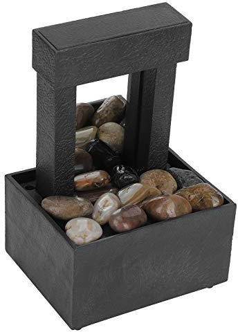 Dioche Fuente de mesa, fuente decorativa de interior, fuente zen con luz LED, fuente de cascada ligera Zen para casa, oficina, dormitorio