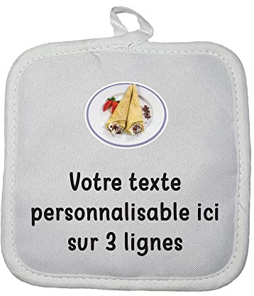 Manique Gant de Cuisine Pictogramme Crêpes avec Texte Personnalisable