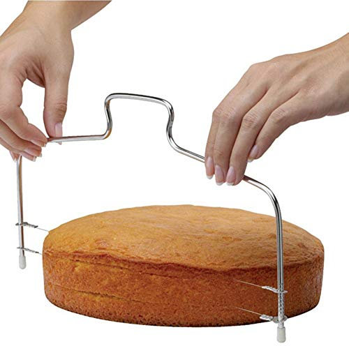 Bontannd Edelstahl-Kuchen-Leveler-doppeldraht-Kuchen Cutter Einstellbar Cupcakes-Leveler Fondant-nivellierwerkzeug