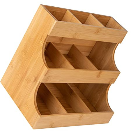 TOPBATHY Teebeutelhalter Aus Holz Vertikaler Teebeutel Organizer Und Kaffee- Aufbewahrungshalter 10.55X9.6X6.9 Zoll Praktisches Lagerregal Für Küche Und Büro