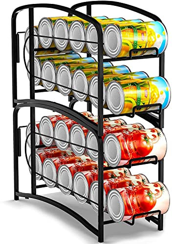 Sepikey 2er Set Rollen Kühlschrank Organizer Dosenspender Dosenhalter Kühlschrank Dosen Organizer für Getränkedosen Bier Konserven Aufbewahrung, Stapelbar Kühlschrank Dosenspender, Schwarz