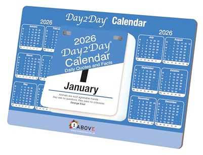 Calendrier de bureau journalier 2026 - Bleu et blanc - Organiseur quotidien pour la maison, le bureau, l'école et le travail