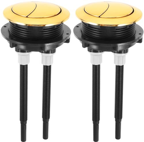 Angoily 2pcs Dual Push Toilet Flush Button - 45mm Golden Toilet Tank Flush Button Replacement - Toilet Flusher Replacement Kit Water Tank Button for Home Bathroom Office