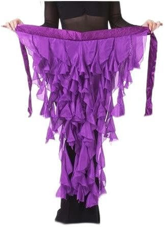 BAtlam Münzgürtel Bauchtanz Kostüme Chiffon Quaste Bauchtanz Hüfttuch für Frauen Bauchtanz Gürtel 12 Arten von Farben Münzschal (lila Einheitsgröße)