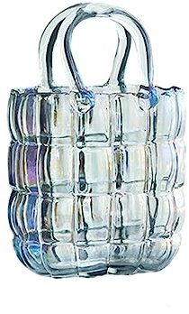 Mokylor Vaso per Borsetta in Vetro per Fiori, 11 Pollici a Forma di Borsetta Vaso per Fiori Unico Decorativo, Borsa per Bocce per Pesci Vaso Carino Bolla Vaso a Bocca Larga per Centrotavola(Colore)