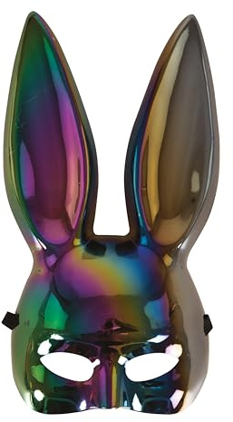 P'tit Clown - 23392 | Halbmaske Hase, schwarz, Erwachsene: irisierende Farbe, unvergesslicher Charme für verspielte Partys und festliche Karneval