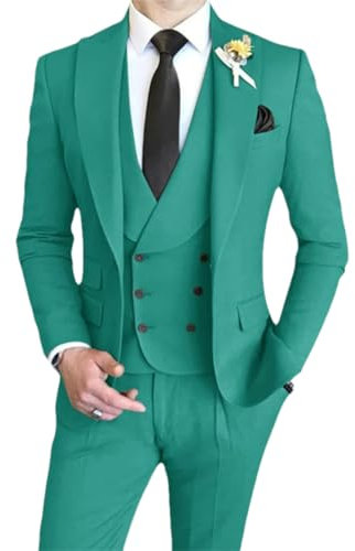 Herren 3-teiliges Set Blazer Jacke Weste Hosen Casual Business Solid Anzug Mantel Hose Weste, Cui Lv, XL
