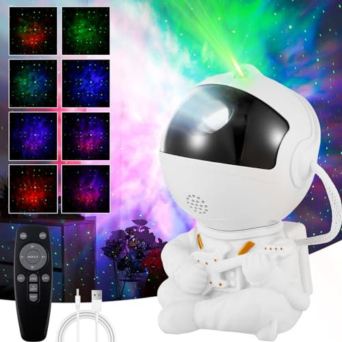 Proyector LED de cielo estrellado, astronauta, galaxia, luz nocturna, proyector con mando a distancia, rotación magnética de 360°, brillo ajustable, velocidad astronauta, cielo estrellado, proyector