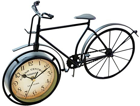Garneck Tischuhr Fahrradform Vintage Stil Batteriebetrieben Geräuschlos Wohn Und Bürodekoration Dekorative Schreibtischuhr