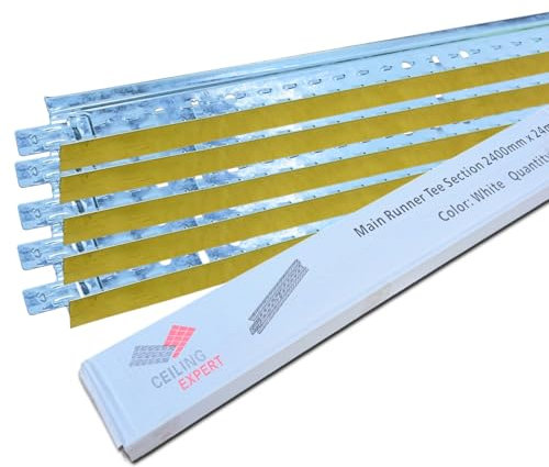 5pcs Gold Suspended Ceiling Grid Main Tee Runner Section 2400mm x 24mm Bar Support Components Spares,
