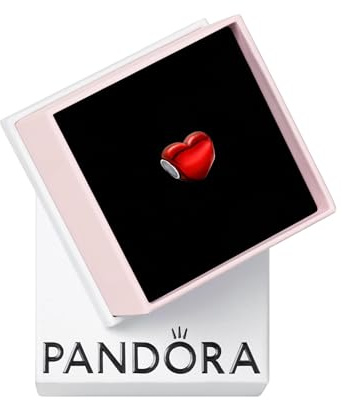 Pandora Ciondolo a forma di cuore in argento sterling con ciondolo a forma di cuore rosso trasparente 793337C02, misura unica, Argento sterling, Nessuna pietra preziosa