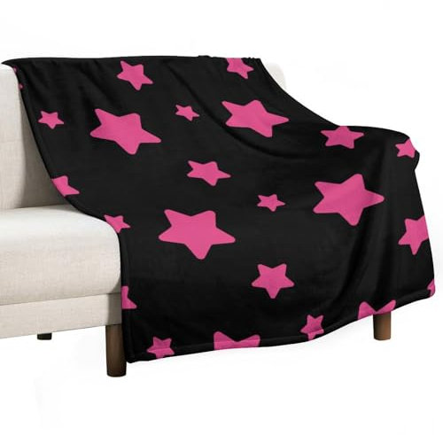 Hixingo Kuscheldecke Fleecedecke Wolldecke, Mikrofaser Sofa Überwurfdecke 3D-Druck Flauschig Sofadecke, Weich Sofaüberwurf Couchdecke Wohndecke (178x200cm,Rosa Sterne)