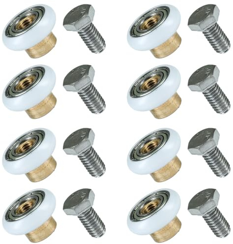 Selyse Lot de 8 roulettes de rechange pour porte de douche en acier inoxydable - Diamètre : 19 mm/23 mm/25 mm/27 mm - Pour portes coulissantes et cabines de douche (19 mm)