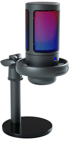 CS PRIORITY Microfono da gioco con registrazione USB, microfono a condensatore intelligente con cancellazione del rumore, per PC, computer, live streaming, canto, microfono (ME6S nero)