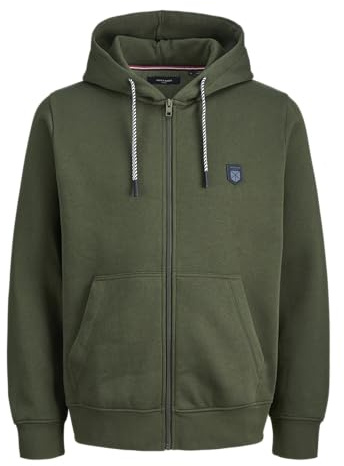 Jack & Jones Jprbluronaldo Sweat Zip Hood Prau25 - Felpa da Uomo, Borsone, XS