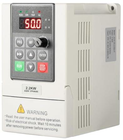 DEWIN Convertidor de Frecuencia VFD, 2.2kW VFD Inversor Variador de Frecuencia Controlador de Velocidad del Motor.Entrada monofásica 220V,Salida trifásica 380V(2.2kW)