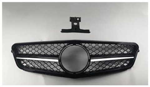 Auto Frontgrill Für Benz C W204 Für AMG C43 2007-2014 C180 C200 C250 C300 Upgrade Sport GT Diamant Front Einlass Stoßstange Grille Racing Grill Kühlergrille(AM Silvery-Black)