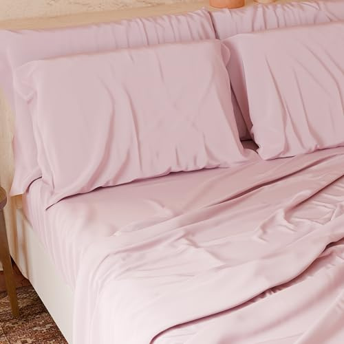 PETTI ARTIGIANI ITALIANI - Juego de sábanas matrimoniales de 4 Piezas, Suaves y Transpirables, Juego de Cama con sábana encimera, sábana Bajera con Esquinas elásticas y 2 Fundas de Almohada Rosa