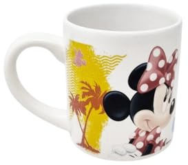 Disney Minnie I Love Summer - Taza de té de cerámica para desayuno, merienda, lavable en lavavajillas, 24 cl
