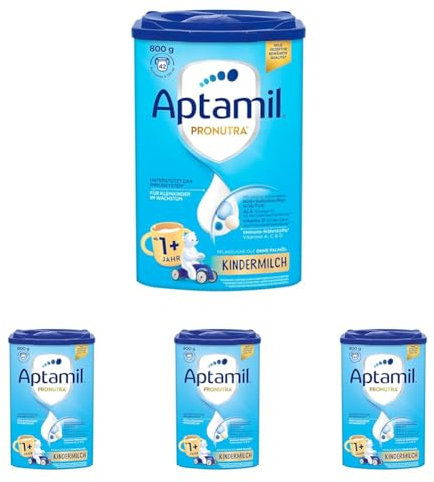Aptamil Kindermilch 1 Plus – Für Kleinkinder im Wachstum – Mit wichtigen Nährstoffen - Ohne Palmöl – 1 x 800 g – 42 Portionen à 130 ml (Packung mit 4)