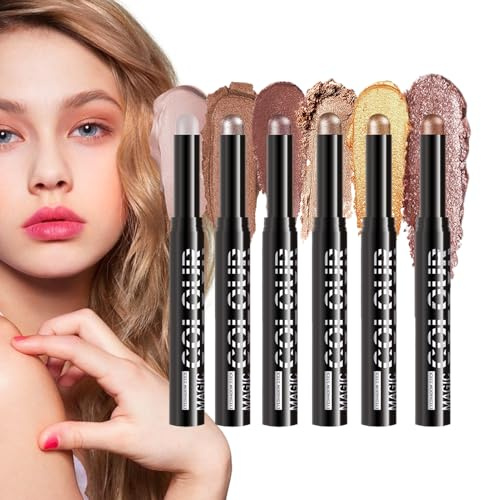 Cremiger Lidschatten | Make-up-Stift für Augen Damen – Korrekturstift 6 Farben für Hochzeit, Party & Verkleidungen
