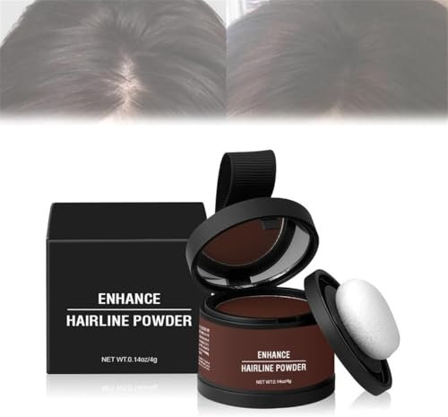Hairline Powder for Women & Men, Magic Root Cover Up, Hair Shadow, Hairs Rich Shading Powders with Mirror & Cushion, Conceals Bald Spot, Waterproof Enhance Hairline Powder (#09 Hazel Brown)