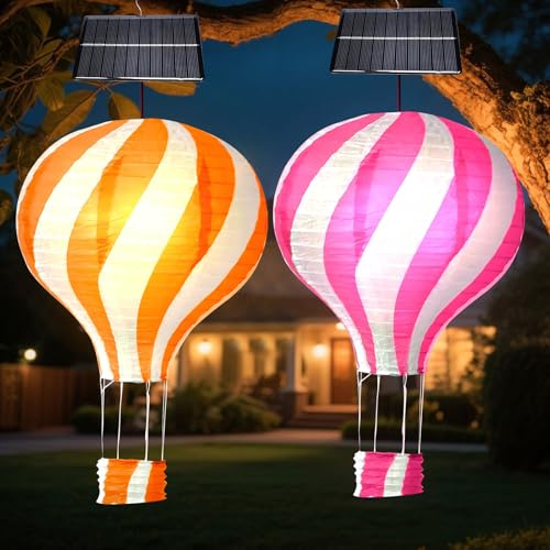 Vartegas Solarlampions 30cm Wetterfeste Solar Lampions Außen 2 Stück LED Warmweiß Hängende Gartenlaterne Mit Solarpanel Für Garten Terrasse Balkon (C)