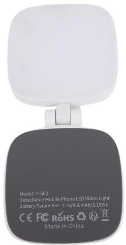 Yanmis Luz de Selfie Magnética, Luz de Teléfono 48 LED, 3000-6500K 3 Temperaturas de Color, Iluminación de Relleno de Teléfono LED con Espejo para Selfies, Fotografía,