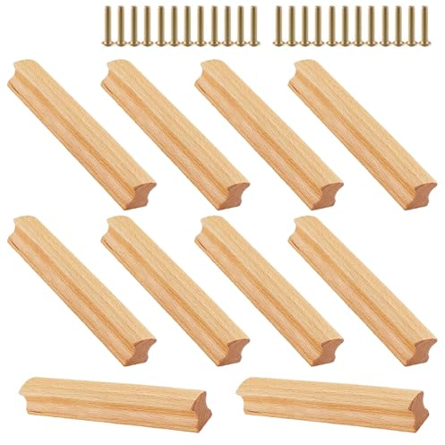 GANILITY Möbelgriffe Holz, 12 Stück Holz Griffe Möbel Massiv mit 24 Stück Schrauben, Lochabstand 96 mm, Schubladengriff, für Kleiderschränke, Küchen, Couchtische, Schubladen