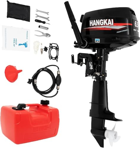 ACROSSPART 6.5 HP 4Takt Außenborder Motor, 123ccm Heavy Duty Boot Motor mit Wassergekühlter System und CDI Zündsystem, Pinnensteuerung, Stufenlose Getriebesteuerung (F-N-R), 5000-6000 RPM