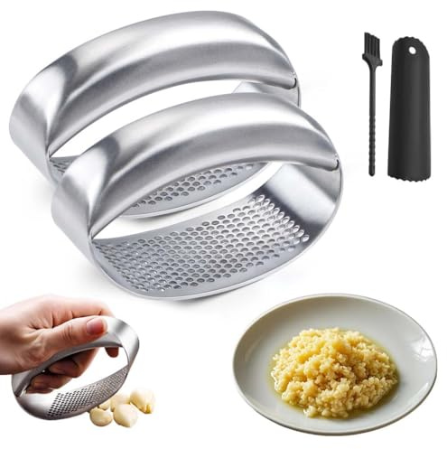 Premium Knoblauchpresse Aus Edelstahl, 2025 Neu Knoblauchwippe, Knoblauchpresse Spülmaschinenfest, Handlich & Leicht Zu Reinigen, Garlic Press Für Zerkleinert Knoblauch & Ingwer Mühelos (2)