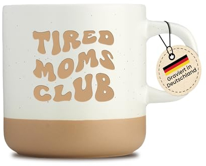 LIEBTASTISCH - Kaffeetasse mit Gravur - Tired Moms Club - Geschenk für eine Mama - Muttertag - Geschenk,Geburt,Baby - Geschenkidee